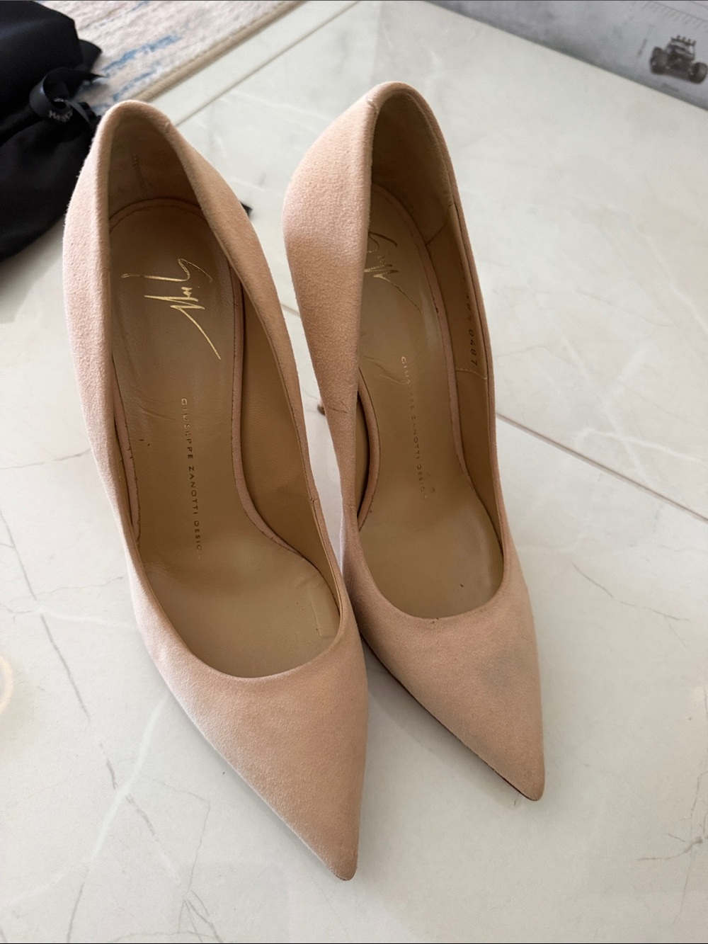 Giuseppe Zanotti Blush Suede Pointed-Toe Pumps